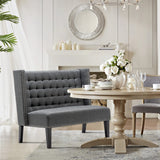 46" Small Modern Loveseat Settee Sofa 2-Seat Sofa Couch Tufted Love Seat Dining Bench with Nail Head Trim Back Banquette Sofas for Living Room Small Space Entryway Hallway Slate Tongli