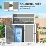 Outsunny 41 Cu. Ft. Outdoor Storage Shed with Chain Lid, Waterproof Outdoor Horizontal Trash Can Storage with Lockable Storage Box for Trash Cans, Garden Tools, Gray Outsunny