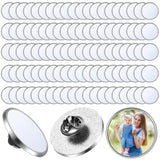 Zeyune 100 Pcs Sublimation Pins Buttons Bulk Round Sublimation Buttons Blanks with Pins DIY Button Badge Kit Sublimation Silver Blank Aluminum Sheet with Butterfly Pin Backs for DIY Craft Zeyune