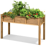 DWVO 48x18x30in Raised Garden Bed, Poly Wood Planter Box Stand,Weather Resistant Planter Box with Legs, Elevated Garden Bed for Backyard, Patio, Balcony, Brown DWVO