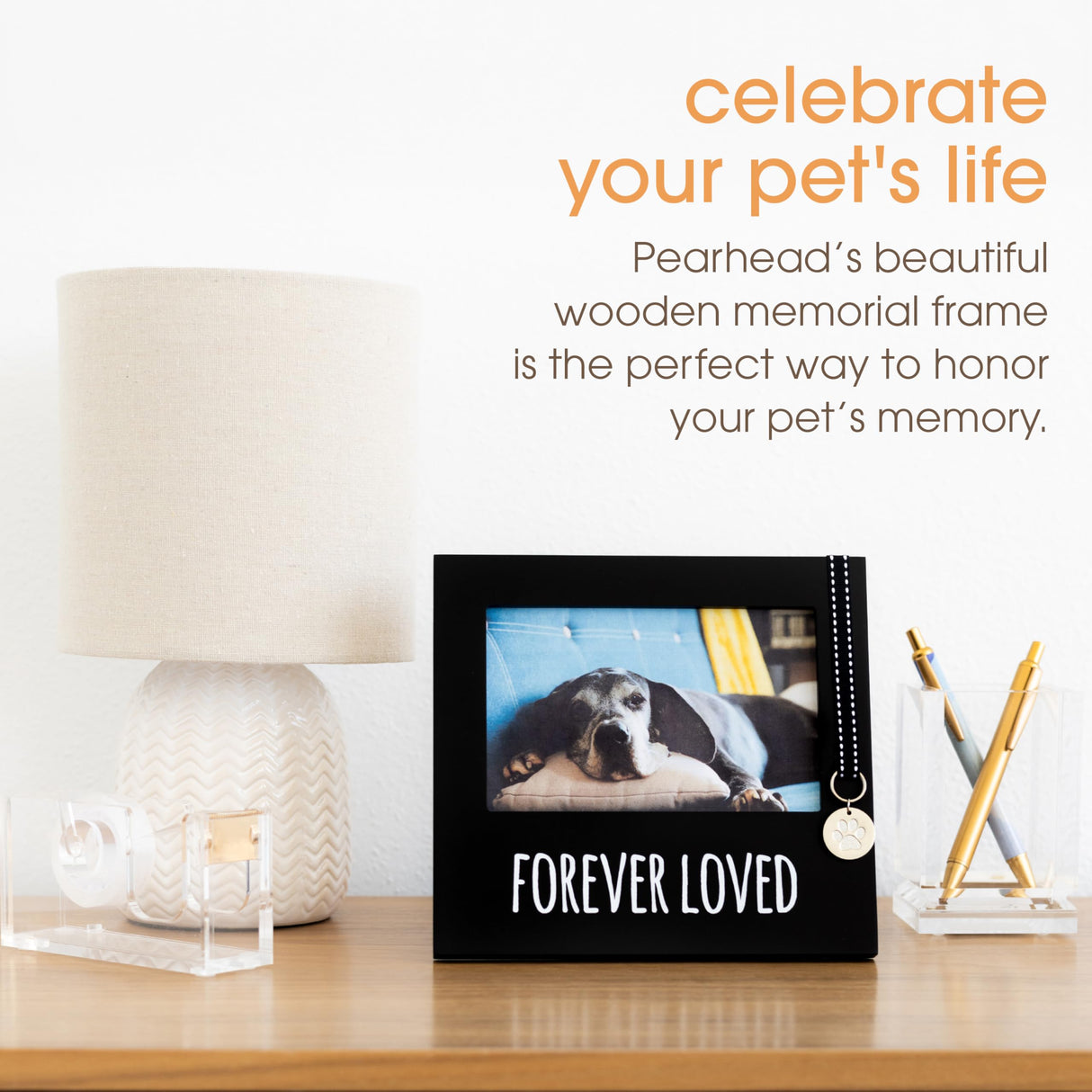 Pearhead Forever Loved Pet Keepsake Picture Frame, Photo Frame for Pet Owners and Dog Lovers, Ideal Memorial Gift for Loss of Dog and Pet Remembrance, Wall Mount And Tabletop Frame, Black Pearhead