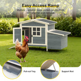 GOJOOASIS Chicken Coop for 2 Chickens Outdoor Rabbit Hutch Chicken House Cage with Ramp & Nesting Box for Small Animals (Grey) GOJOOASIS