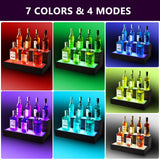 Wine Rack with LED Light Liquor Bottle Display Shelf Wall Mounted, 2 Tier Acrylic Illuminated Bar Bottle Display Floating Shelf for Home Commercial Bar Party BEARUT