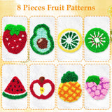 Soleeya Punch Needle Kits Adults Beginner 8 Pcs Punch Needle Coaster Kit Fruit Patterns Stitching Punch Embroidery Including Yarn Hoop Needle and Video Tutorials, Rug Tufting Coaster DIY Craft Gifts Soleeya