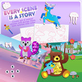 Arts and Crafts for Kids Ages 4-8, Art Craft Supplies Kits, DIY Creative Travel Toys Activity, Princess & Prince & Castle & Girl, Coloring Sticker Books, Easter Basket Stuffers, Gifts for Girls URMYWO