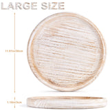 Yangbaga 11.8In Wooden Decorative Serving Tray Coffee Table Tray, Rustic Round-Ottoman Centerpiece Candle Holder Trays,Whitewashed Tray Decor for Farmhouse Kitchen Decor&Table Decor&Dining Room Table Yangbaga