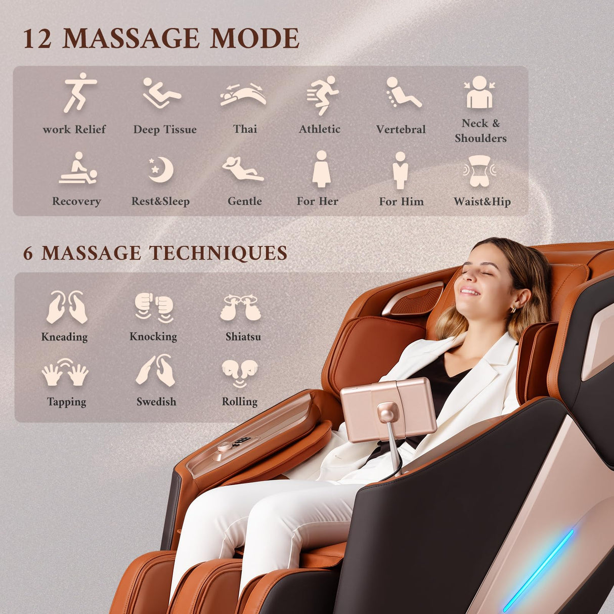 4D Massage Chair, Full Body Massage Chair, Zero Gravity Recliner w/Intelligent Voice Control, 53.14" SL Track, Electric Calfrest Extension, 12 Auto Modes, USB Type-C, Bluetooth Speaker, TFT Screen Mazzup