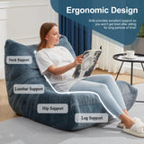 Bean Bag Chairs for Adults Giant Bean Bag Chair Memory Foam BeanBag Chair Big Bean Bag Sofa with Filler Faux Fur Fireside Beanbags Lazy Sofa for Living Room Bedroom Dorm Office (Bluegrey Plush) Hobestluk