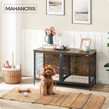 MAHANCRIS Dog Crate Furniture for 2 Dogs, 43.3" Dog Kennel with Removable Divider, Heavy Sturdy Dog Furniture Style Double Cage for Small Medium Dog, Indoor Dog House End Table, Rustic Brown DCHR1201 MAHANCRIS