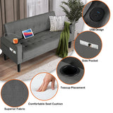 AILEEKISS 62" Loveseat Couches Upholstered Fabric Linen Love Seat Sofas Couch with 2 USB, Cup Holders, Side Pocket, Modern Tufted Sofa for Living Room, Office, Bedroom, Apartment (2-Seat, Dark Grey) AILEEKISS