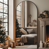 Full Length Mirror, 76"x34" Oversized Arched Mirror Large Standing Mirror, Tall Mirror Body Floor Mirror Wall Mirror Hanging Mirror for Bedroom Living Room Aluminum Frame,Black Homsion