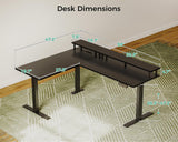 AODK Electric L Shaped Standing Desk with Monitor Stand, 59 Inch Height Adjustable Corner Desk with Power Outlets, Large Sit Stand Table, Reversible Computer Desk for Home, Office, Black AODK