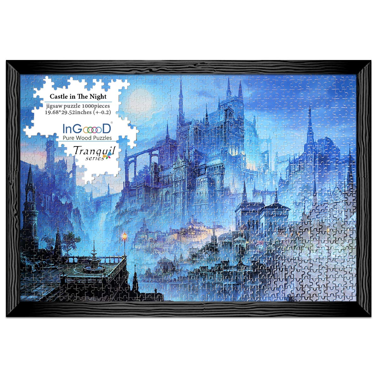 InGooooD- Tranquil Series- Castle in The Night- Basswood Jigsaw Puzzles 1000 Pieces for Adult Ingooood