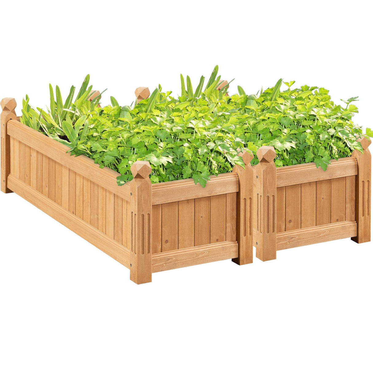 Yaheetech 43.5″ L × 16″ W × 14″ H Wooden Raised Garden Bed, Horticulture Rectangular Garden Planter Outdoor, Raised Planter Box for Patio/Yard/Greenhouse Vegetable/Flower/Herbs, Light Brown,2pcs Yaheetech