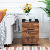 HOOBRO 3-Drawer File Cabinet, Wooden Under Desk Filing Cabinet, fits A4/Letter Size for Home Office, Small Rolling File Cabinet, Printer Stand, Hanging File Folders, Rustic Brown and Black BF02WJ01G1 HOOBRO