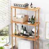 AmazerBath Over The Toilet Storage Shelf Bamboo, 3-Tier Over Toilet Organizer Rack, Freestanding Above Toilet Shelf for Bathroom, Laundry, Space Saver, Natural Color AmazerBath