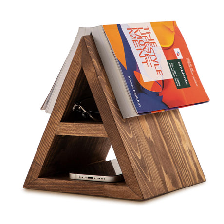 Besuerte Triangle Book Page Holder, Wooden Rest Stand, Assembly-Free Gifts for Lovers, Reading Valet, Bookstand for Bedroom, Living Room, Nook, Light Brown Besuerte