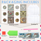 6 Pack Animal Diamond Art Greeting Cards with Envelopes, DIY 5D Diamond Painting Card Kit Featuring Phoenix Owl Bee Eagle Ladybug and Tiger, Handmade Rhinestone Craft Cards for Birthday and Holiday AiYuanzsh