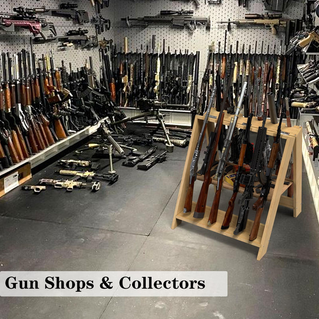 OSIEWEN Gun Rack,Wooden Portable Gun Racks Stand,12 Slot Indoor Outdoor Folding Rifle Rack Holder Use with Pistol Storage OSIEWEN