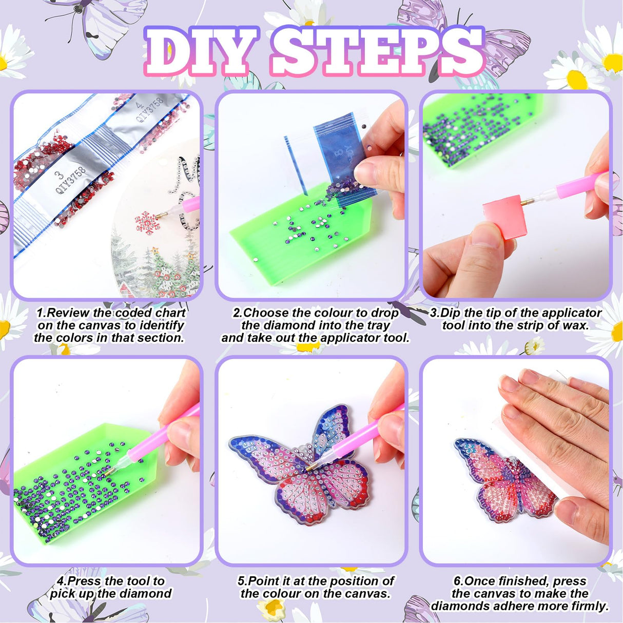 VioraWhite 12 Pcs Halloween Butterfly Diamond Art Kits for Adults Swaying in The Wind Butterfly Diamond Painting Glow in The Dark Iron Stakes Art Crafts for Beginners Garden Home Decoration VioraWhite