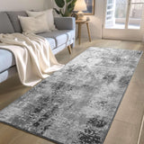 Runner Rug for Hallways Kitchen Runner Rug Non Slip 2'6''x8' Washable Grey Long Runner Rugs with Rubber Backing Soft Abstract Carpet Runner for Entryway, Kitchen, Bedroom, Bathroom Ompaa