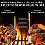 BBQ Mop Brush and Cast Iron Sauce Pot Set, 8Pcs Barbecue Accessories Include Basting Melting Pot, 2 Size Wooden Handle Sauce Mops with 4Pcs Replacements and Oil Brush for Meat Smoker, Grill, Stove PACETAP