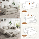 Jocoevol 75'' Queen Folding Convertible Sofa Bed with Large Pillow, 4-in-1 Floor Foldable Futon Sofa Bed, Chenille Boneless Mattress Couch, Floor Sleeper Sofa Chair Bed for Living Room/Bedroom, Beige Jocoevol