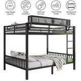 Mirightone Queen Over Queen Bunk Beds for Adults, Metal Bunk Bed Queen Size with Storage Shelf,Heavy-Duty Bunk Bed Frame with Ladder and Slats Support for Boys Girls,Space-Saving,Noise Reduced,Black Mirightone