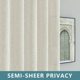 Farmhouse Linen Curtains - 84 Inch Length, 2 Panels Set, Tab Top Semi Sheer Light Filtering Country Boho Curtains for Living Room, Bedroom, Nursery, 52x84 Inches, Neutral Cream KOUFALL