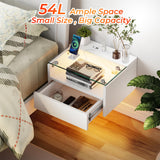 MULEJYBO White Floating Nightstand Set of 2 with Charging Station, Floating Night Stand with Charging Station and LED, Night Stand for Living Room, Entryway Wall, Bedroom White Nightstand MULEJYBO