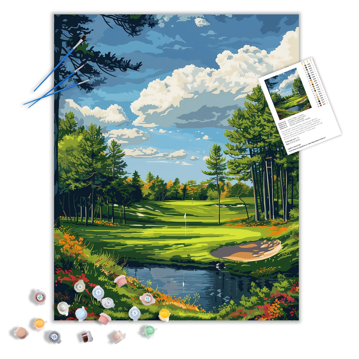 ARNLRDYA Golf Course Paint by Number Kits for Adults, Forest Grassland Landscape Paint by Numbers for Beginner, Lake and Blue Sky Acrylic Paint Oil Painting Gift Unframe for Home Decor(16×20inches) ARNLRDYA