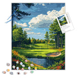 ARNLRDYA Golf Course Paint by Number Kits for Adults, Forest Grassland Landscape Paint by Numbers for Beginner, Lake and Blue Sky Acrylic Paint Oil Painting Gift Unframe for Home Decor(16×20inches) ARNLRDYA