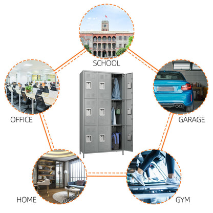 SUXXAN Employee Metal Locker, 72" Tall Metal Storage Lockers with 9 Doors, Lockers for Storage in Gyms, Homes, Garages, and Offices with - WoodArtSupply