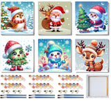 6 Pack Christmas Framed Paint by Numbers for Adults, Easy Acrylic Cartoon Painting by Number Kits on Canvas, Christmas Painting by Numbers Kits, Adults' Paint-by-Number Kits for Home Wall Decor 8x8in SYDYLH