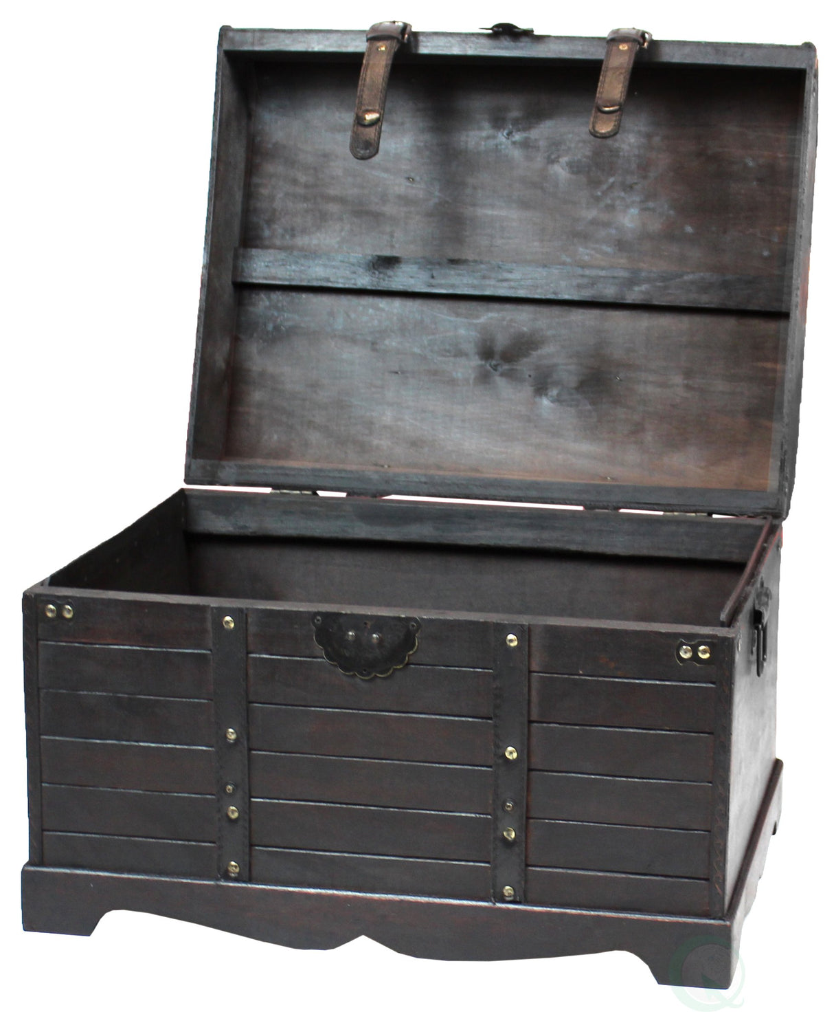 Vintiquewise Antique Style Black Wooden Steamer Trunk Coffee Table, Storage Chest with Lid, Hope Chest Storage, Blanket Trunk for Living Room or Bedroom Vintiquewise