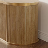 AIEGLE Farmhouse TV Stand with Fluted Surface, Entertainment Center Console Table with Open Storage & 2 Doors, 70" Wood Grain Media TV Console Cabinet for Living Room, Natural AIEGLE