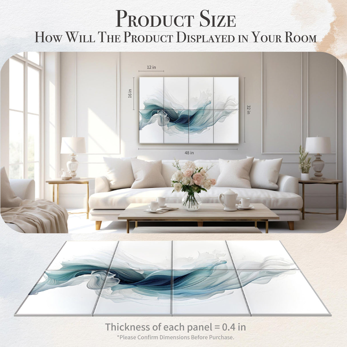 Soon Global 8-Pack Acoustical Wall Panels,48 X 32 Inches Sound Absorbing Panels, Decorative Acoustical Wall Panels, Acoustic Treatment for Recording Studio, Ethereal Illumination Soon Global