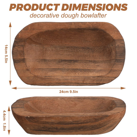 Amyhill 15 Pieces Wood Dough Bowl Rustic Bowl Bulk Vintage Wooden Dough Bowls Hand Carved Paulownia Bowls for Home Farmhouse Dining Holding Candles Making Bread Dough Fruits Supplies Decor (Brown) Amyhill