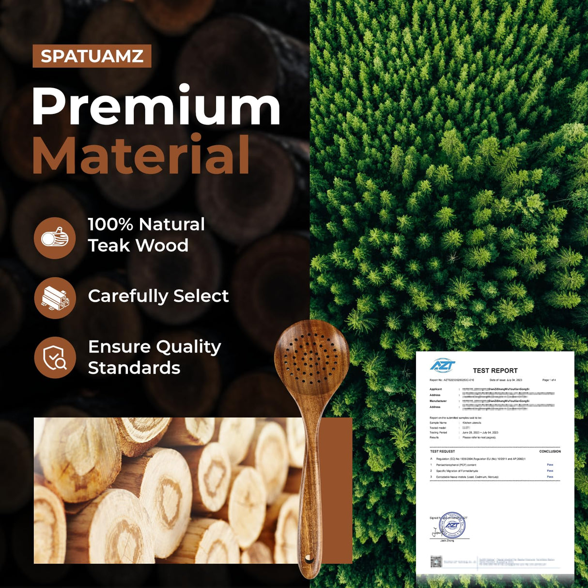 Natural Teak Wooden Kitchen Utensil Set, Handmade Wooden Utensils for Cooking, Premium Wooden Spoon and Spatula Set for Any Kitchen SPATUAMZ