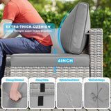 12-Piece Patio Furniture Set, Outdoor Patio Furniture with Swivel Chairs Set, Ottomans, Modular Patio Sofa, Dual-Strand Wicker Rattan, Rust-Resistant Frame, Grey Sweecci