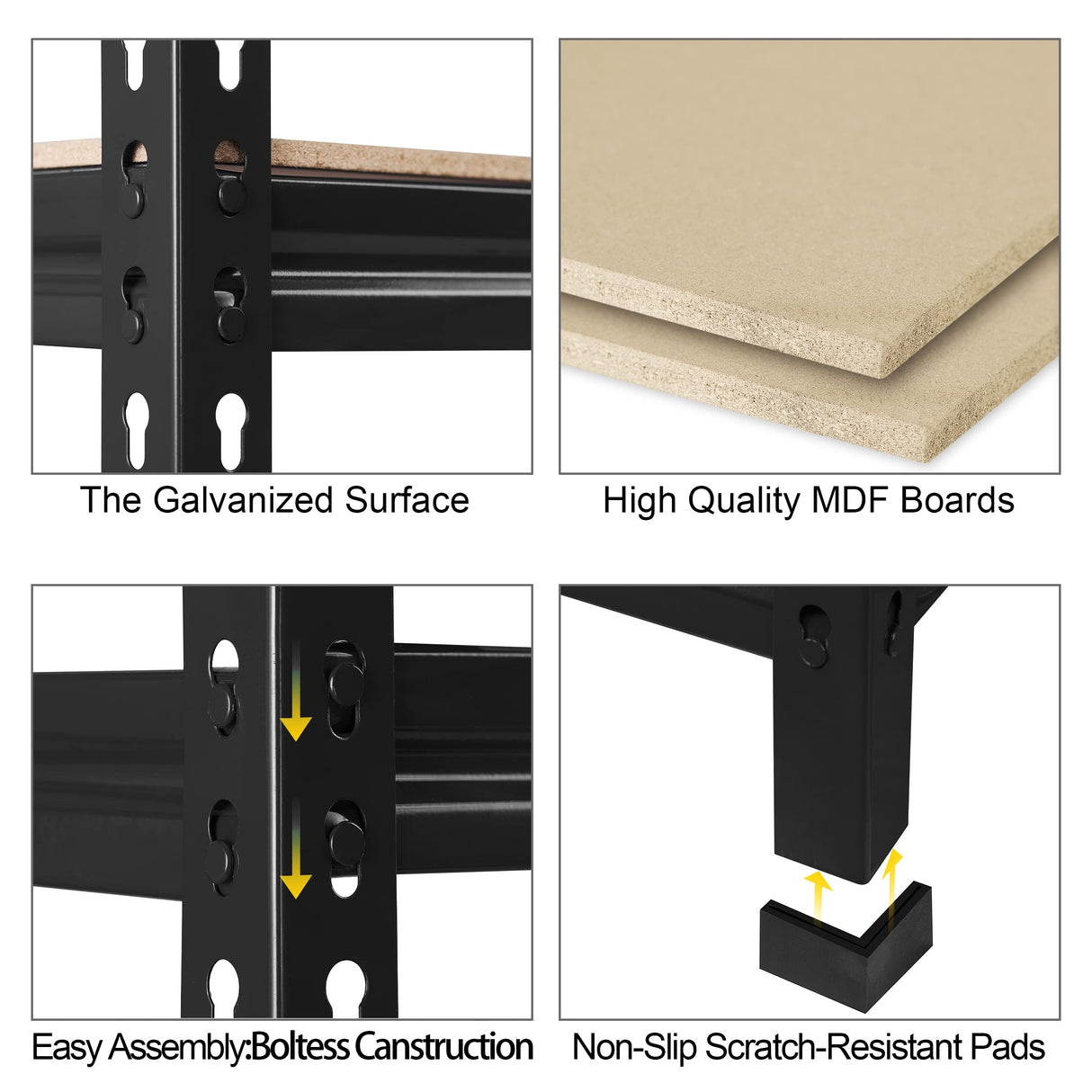 PrimeZone Storage Shelves, 27.5" W X 12" D X 59" H Adjustable Metal Heavy Duty Garage Shelving Unit, 5 Tier Industrial Standing Utility Rack Organizer for Warehouse, Pantry, Kitchen, Basement, Black PrimeZone