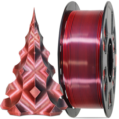 OEM MIKA3D 3D Printing Silk PLA Shiny Red Black 2 Colors in 1 Coextrusion 3D Filament, 1.75mm 1KG Dual Bicolor Double Colors 3D Printer Material Widely Support for Printers OEM MIKA3D