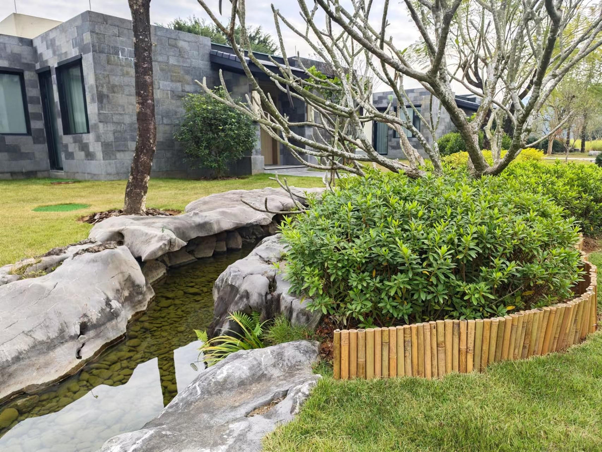 Bamboo Short Fence Outdoor Landscape Edging Flexible Decorative Border 7.8'' H x 47'' L HTWNK