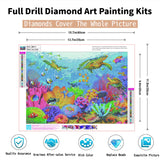 PINFFSHU Sea Turtle Diamond Art Kits for Adults, 5D Animal Diamond Painting Kit for Beginners Round Diamond Dots Full Drill Gem Art, DIY Crafts for Adults Home Wall Sea Turtle Decor Gift 16x12 Inch PINFFSHU