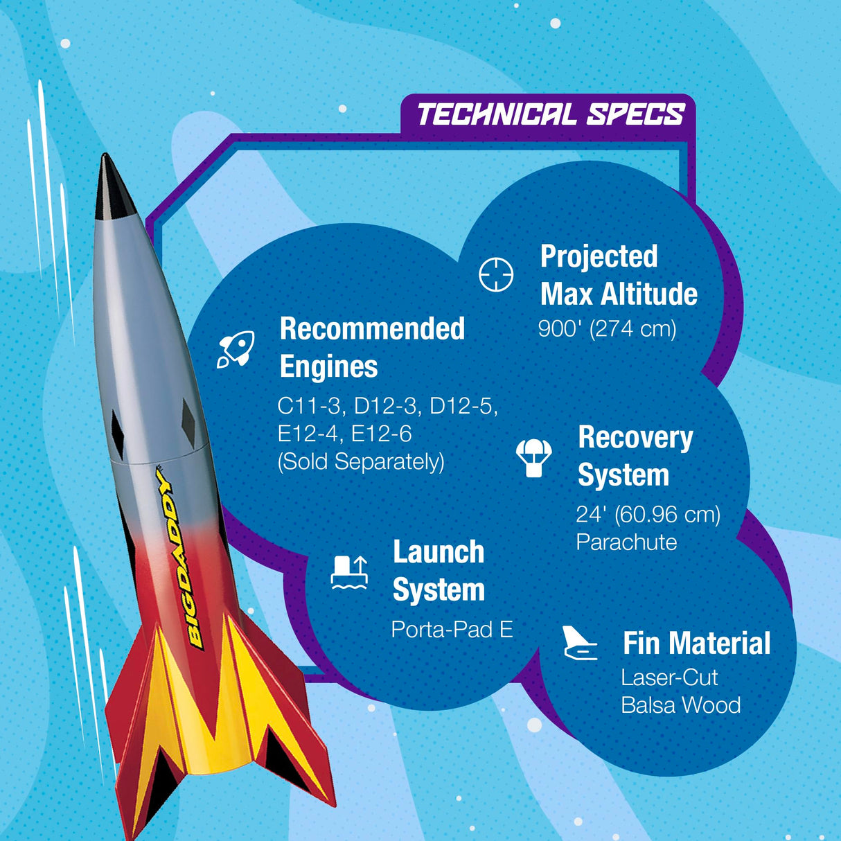 Estes 2162 Big Daddy Rocket-Building Kit, Advanced Flying-Rocket-Model Kit for Ages 10+ Estes