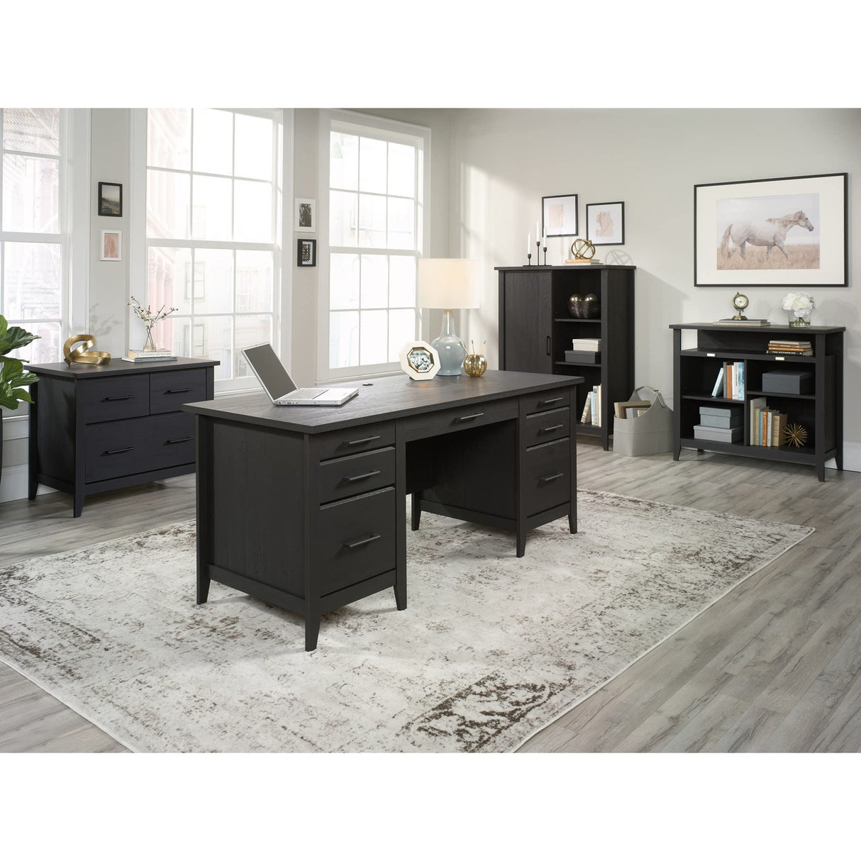 Sauder® Summit Station 66" W Executive Computer Desk, Raven Oak Sauder