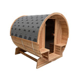 ALEKO Barrel Sauna with Front Porch Canopy | Wet Steam Dry | Rustic Cedar Wood | Indoor Outdoor | 5-6 Person | UL Certified 6 kW Harvia Sauna Heater | SB6CED ALEKO