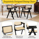 GOOLON Rattan Dining Chairs Set of 4, Rattan Chairs 18 Inch Seat Height for Dining Room, Modern Cane Dining Chair with Woven Backrest, Comfortable Seat, Sturdy Wood Frame for Indoor Kitchen, Black GOOLON