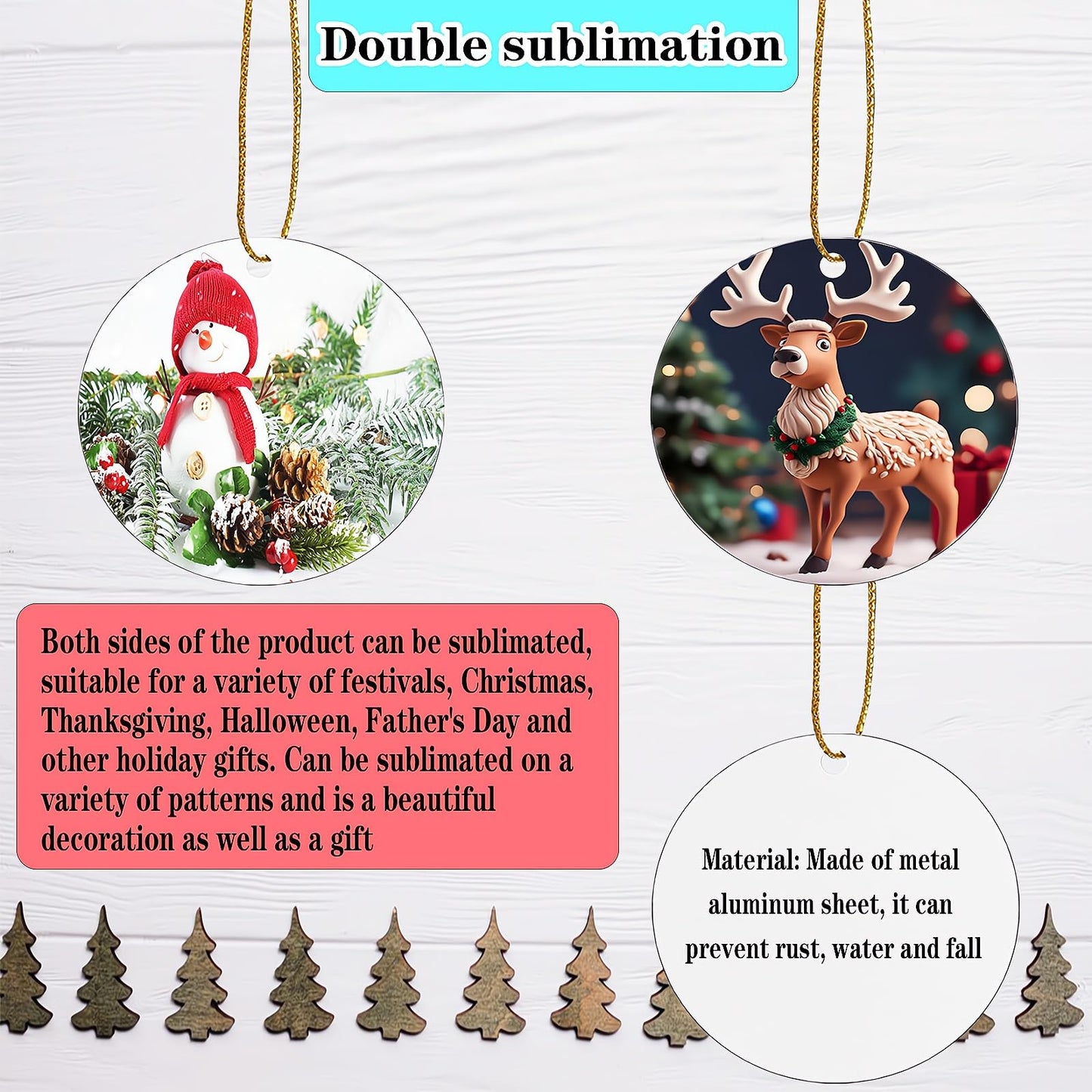 40pcs Metal Sublimation Ornament Blanks,Christmas Ornaments for Christmas Tree Decor,Sublimation Round Blanks Bulk for Heat Press Printing,DIY Handmade Crafts Double Sided Sublimation Ornaments (40)