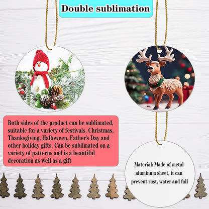 40pcs Metal Sublimation Ornament Blanks,Christmas Ornaments for Christmas Tree Decor,Sublimation Round Blanks Bulk for Heat Press Printing,DIY Handmade Crafts Double Sided Sublimation Ornaments (40)